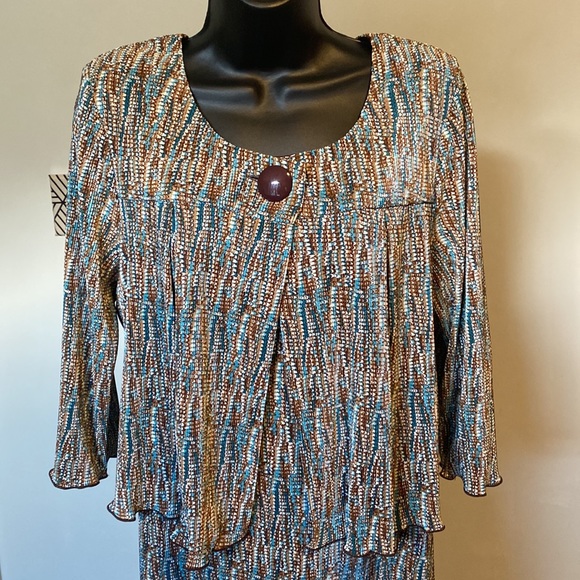 Pre-OWNED CONNECTED WOMEN’S APPAREL 
Brown & Teal Blue Midi DRESS - Picture 3 of 14
